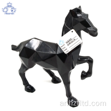 تمثال حصان راتنج أسود هندسي حديث